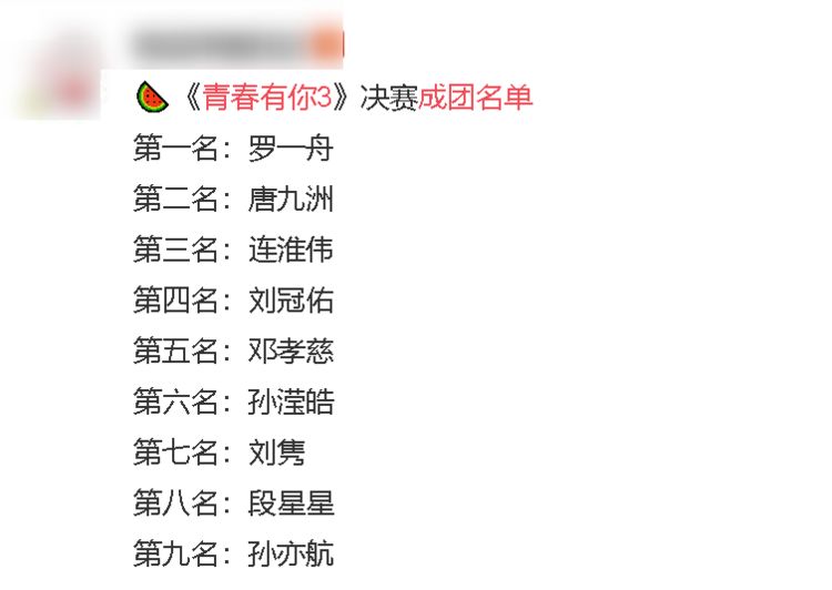 青3回应网传成团名单节目组公布最终决定比出道了还要惨