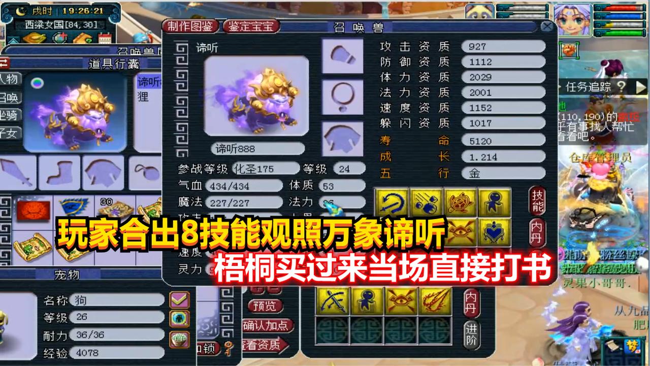 梦幻西游:玩家合出8技能观照万象谛听,梧桐买过来当场直接打书