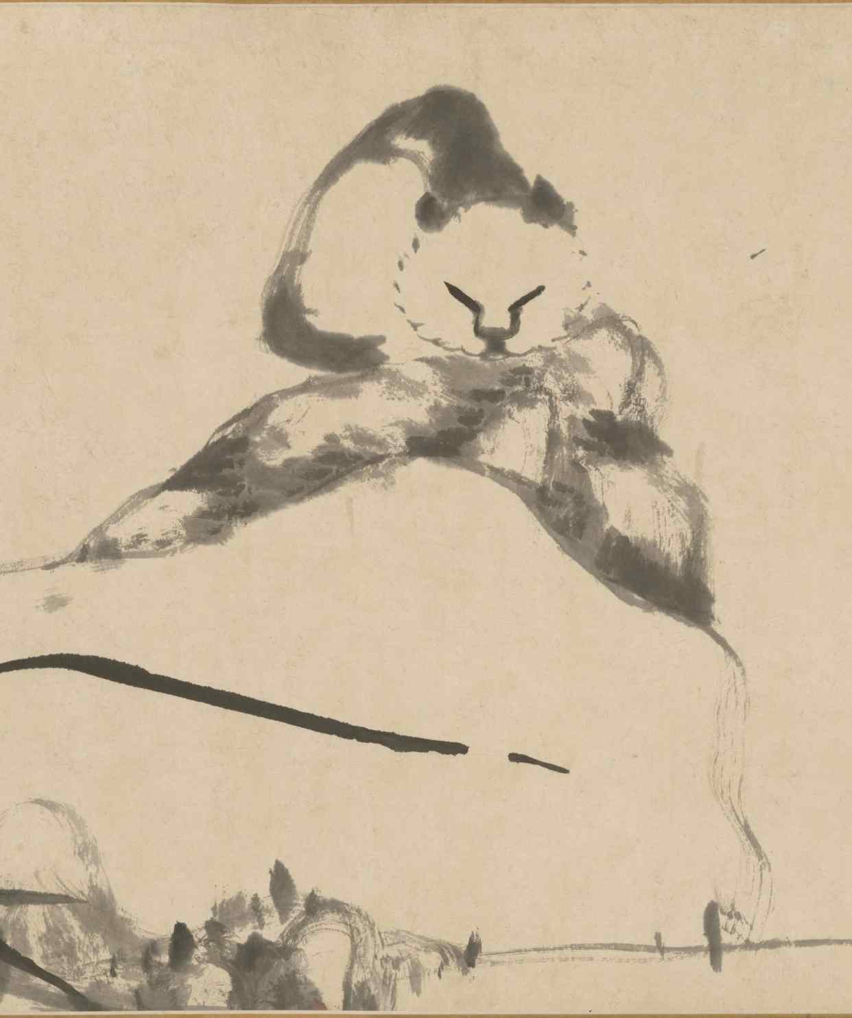 馆藏珍萃朱耷猫石花卉图卷晚年佳品