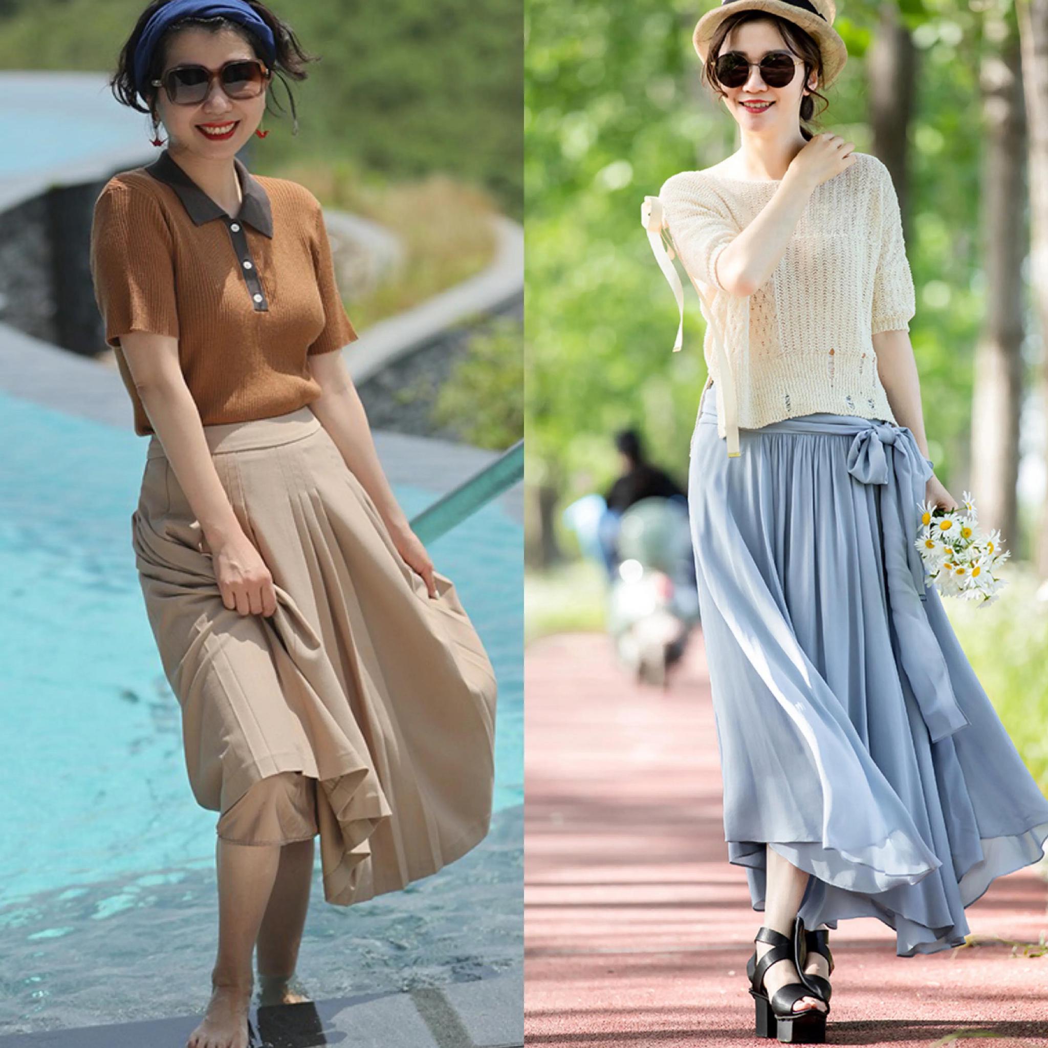 天热了半裙建议这几款40岁女人穿温婉动人太养眼了