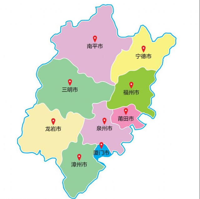 福建省各市分布图图片