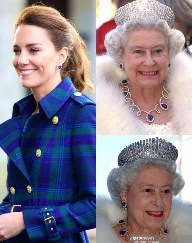 凯特佩女王蓝宝石高调亮相,苏格兰风双排扣大衣再成时尚佳作