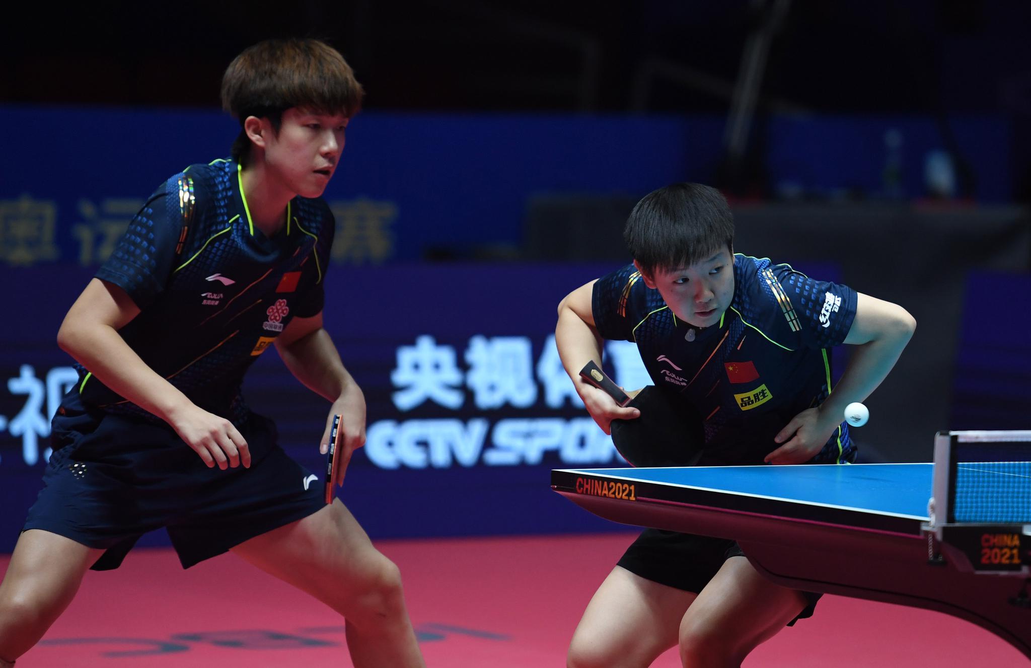 乒乓球——"直通wtt大满贯·世乒赛":王楚钦/孙颖莎战胜周雨/陈幸同
