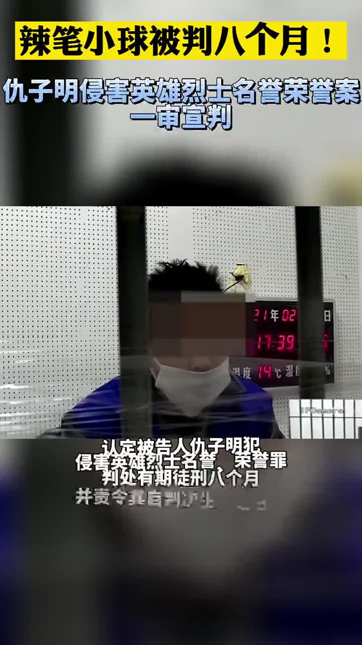 辣笔小球判了!有期徒刑8个月!