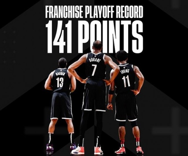 篮网官方也晒出了一张三巨头背影的照片,并配上了这一成就.