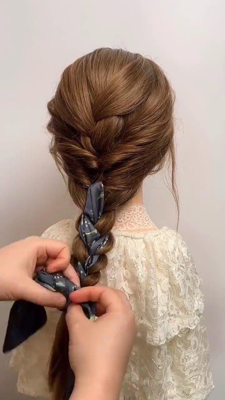 浪漫发带编发教程,好看优雅有气质