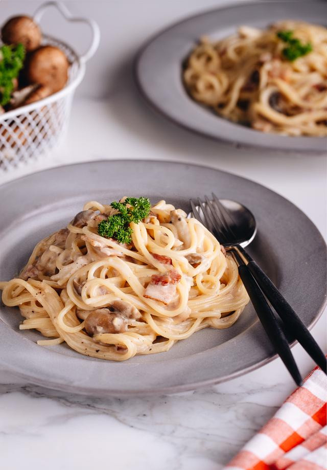 日本风味的奶油蘑菇培根意面,营养美味,30分钟轻松搞定