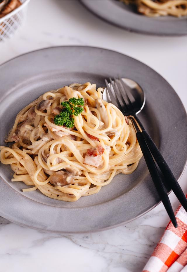 日本风味的奶油蘑菇培根意面,营养美味,30分钟轻松搞定