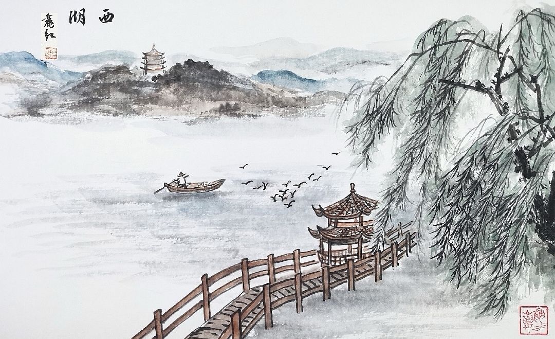 八大菜系的景物国画