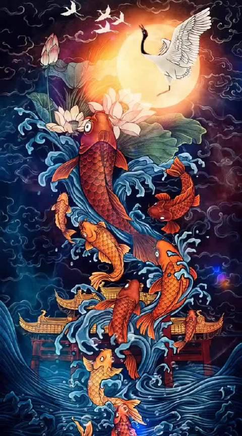 这张动态锦鲤壁纸,祝愿高考学子鱼跃龙门化而为龙_手机新浪网