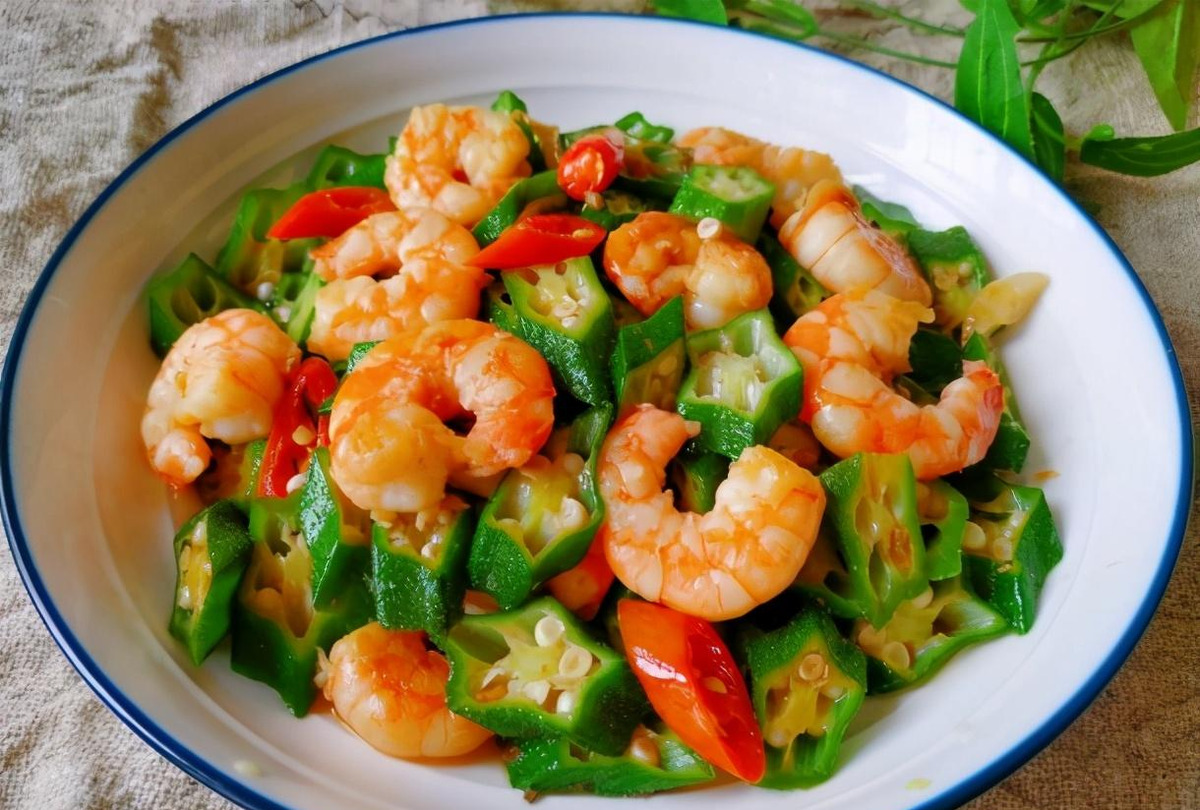 好吃不胖的秋葵炒虾仁,低脂清爽减脂必备