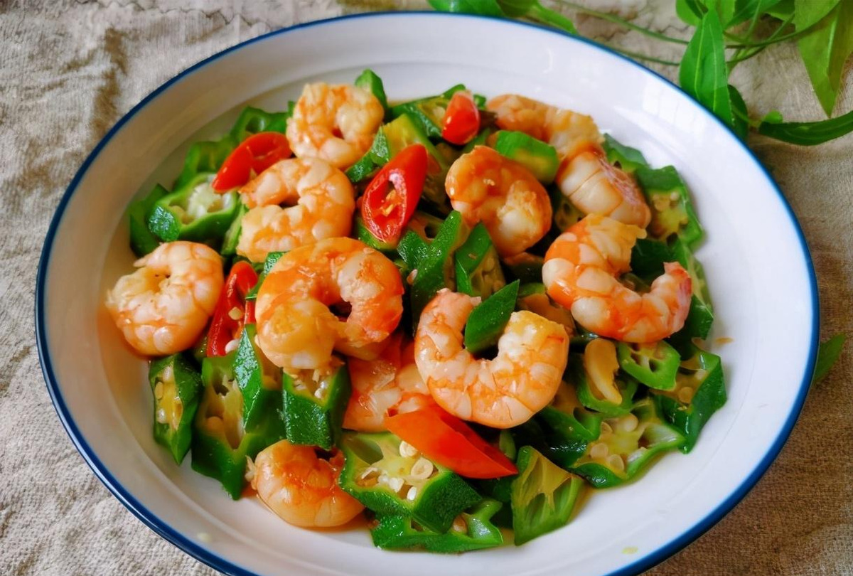 好吃不胖的秋葵炒虾仁,低脂清爽减脂必备