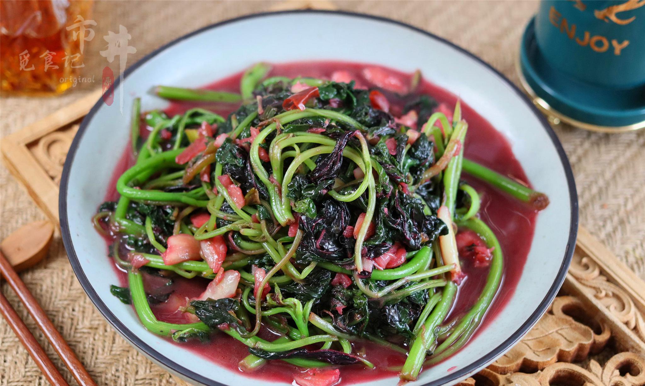 炒苋菜记住1盐2料3水的做法苋菜软滑入味家人都说好吃