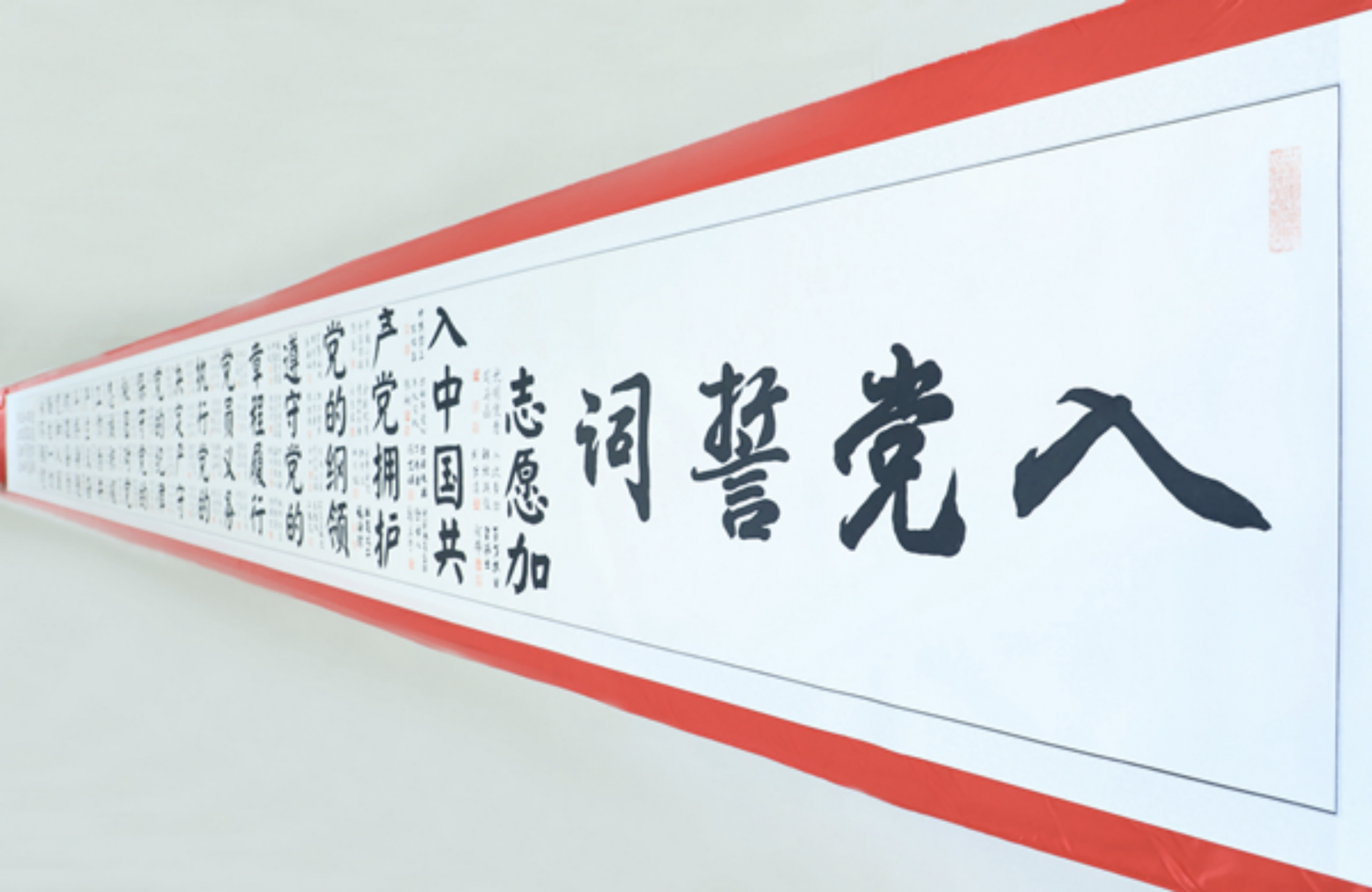 "建党百年 百位党员 连笔描红 入党誓词"书法献礼作品 毛志亮 摄记者