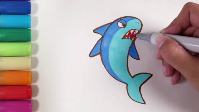儿歌多多动物简笔画 鲨鱼 学画海底世界强壮的霸主