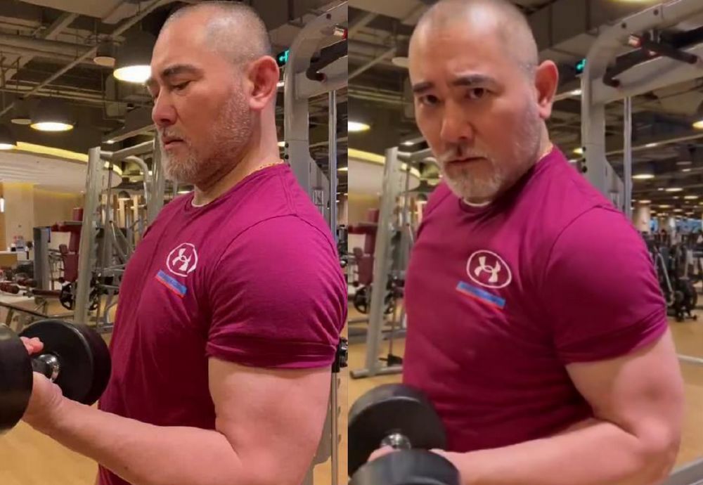 薛绍赵文瑄晒近照大叔变成肌肉男额头上淤青意外抢镜