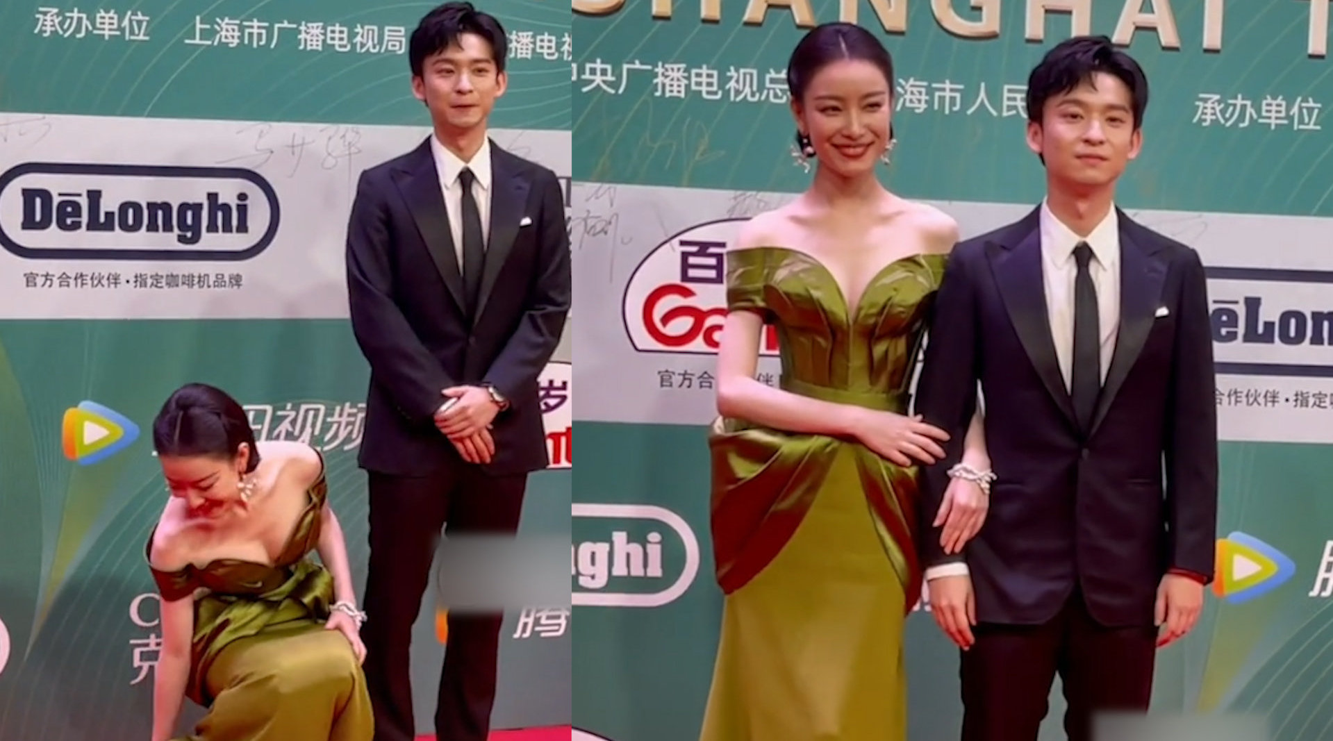 倪妮俯身整理裙摆,董子健瞥了一眼立马回头,已婚男士很自觉
