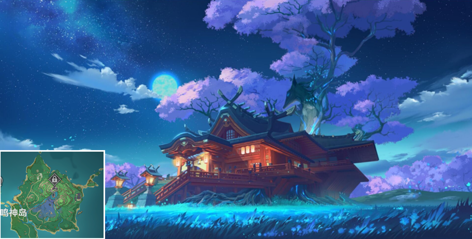 原神:稻妻地图风景一览,主城漫山樱花,神里绫华住在海景别墅