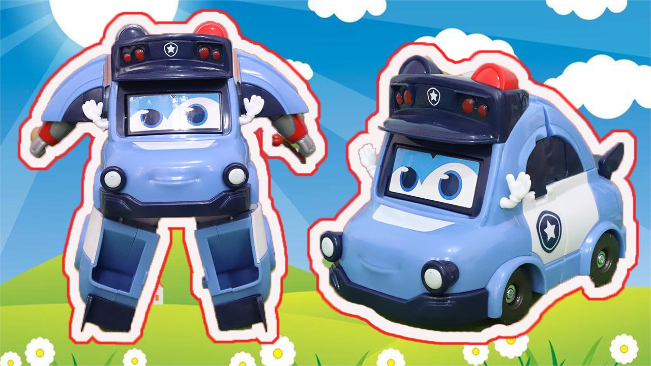 百变校巴:变形变脸系列歌德警长玩具分享