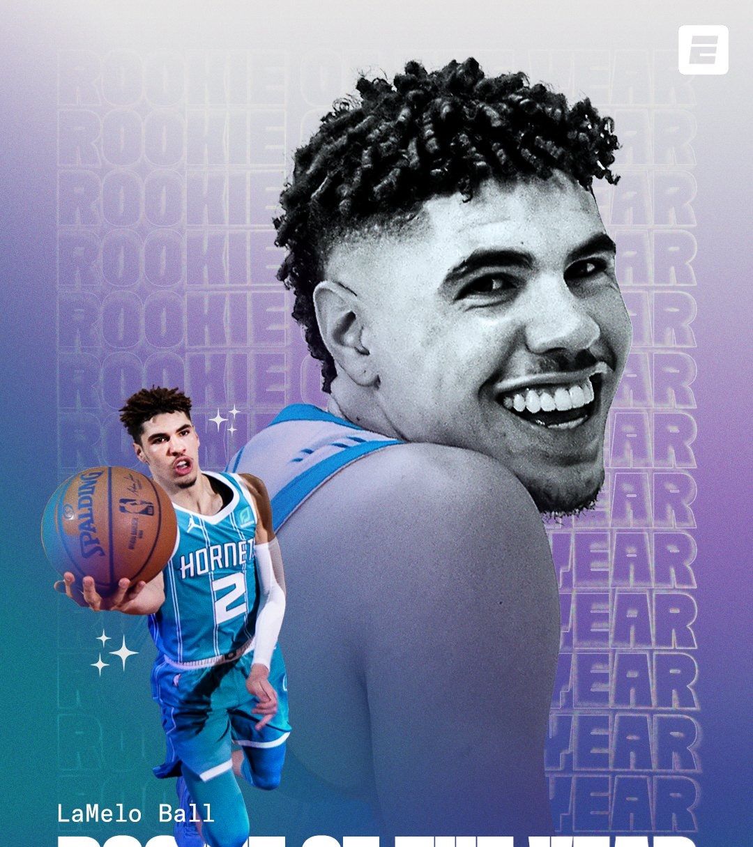 黄蜂后卫拉梅洛鲍尔实至名归当选本赛季最佳新秀