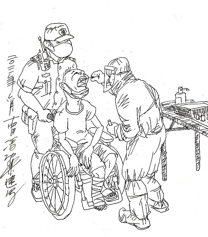 广州抗疫手绘图片