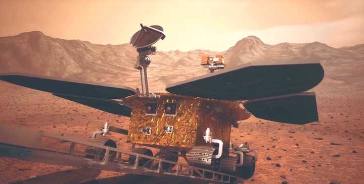 祝融号踏上火星表面,巡察之旅开始!别以为它很小,其实个头很大