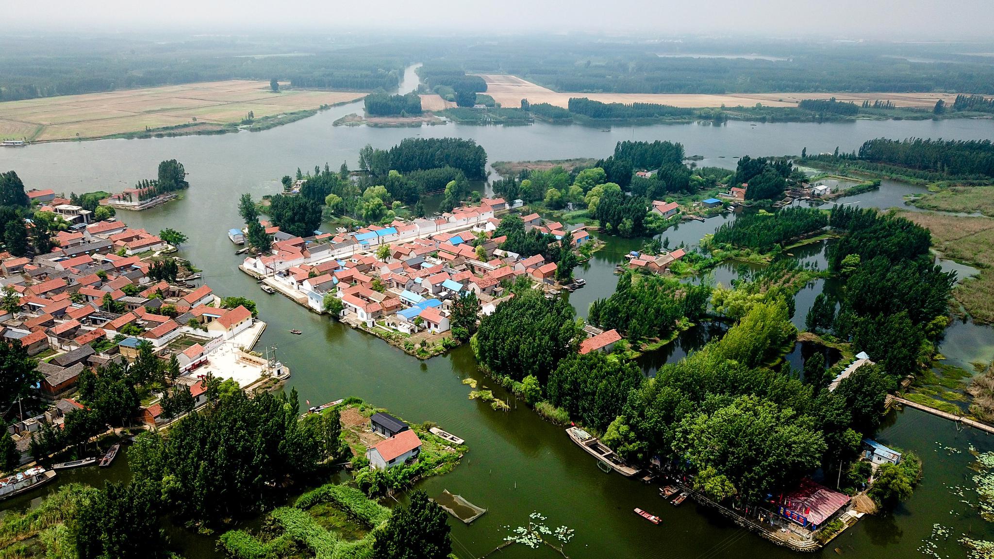 这是邮递员王少朋服务的微山县南阳镇柳沟村和龚庄村(6月20日摄,无人