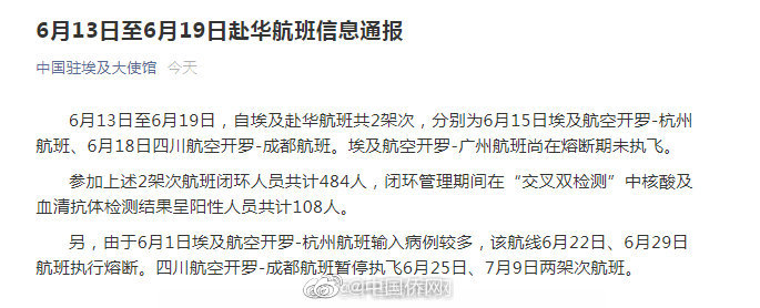 埃及赴华多航班暂停执飞 2架次航班闭环人员108人检测阳性休闲区蓝鸢梦想 - Www.slyday.coM