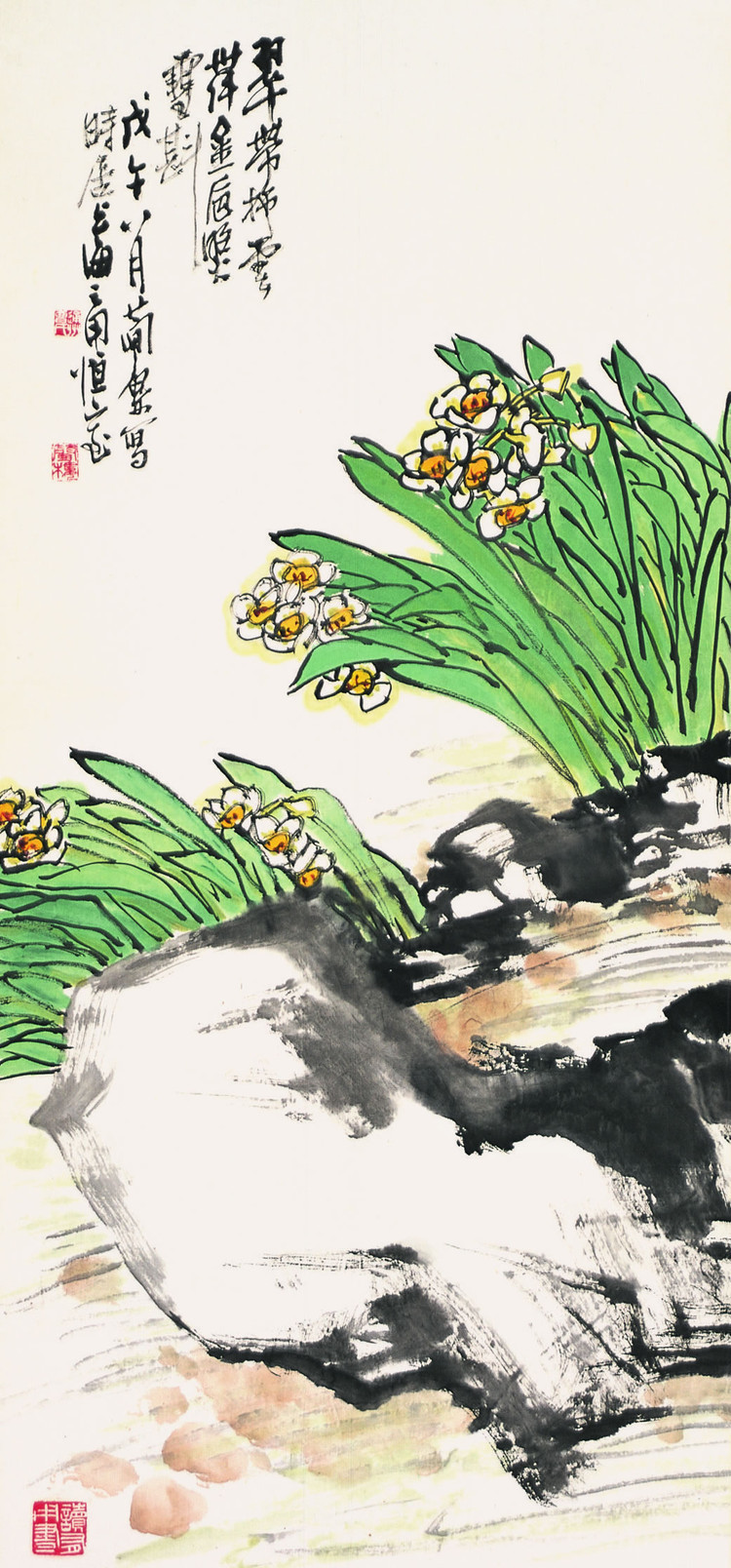 当代国画家徐鹤水仙花写意中国画作品集锦