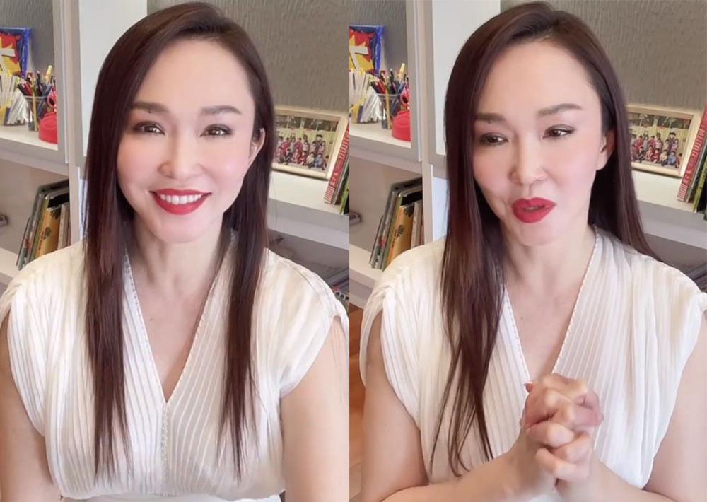 50岁范文芳心情好穿白色长裙分享香水低头露出大脑门显老气