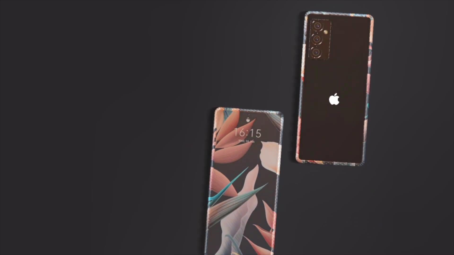 iphone13pro渲染图四曲面3k屏单打孔4500毫安电池55w快充