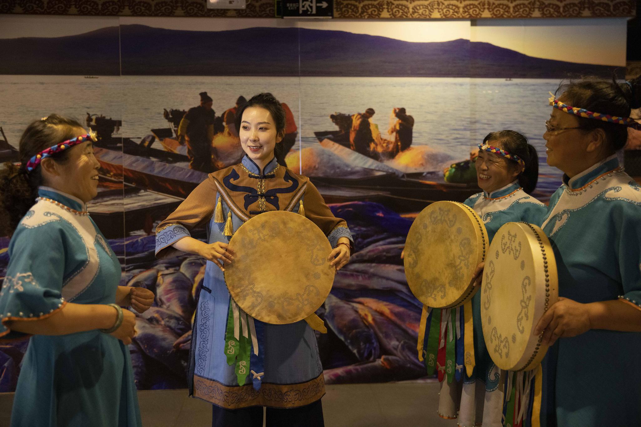 的黑龙江省双鸭山市饶河县四排赫哲族乡四排村赫哲风情园(无人机照片)