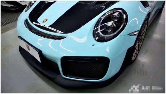 膜呗改色保时捷911 gt2 rs改色海风蓝 仿佛回到了属于它的年代