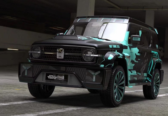 膜呗彩绘案例坦克300彩绘赛博朋克硬派越野加科技感