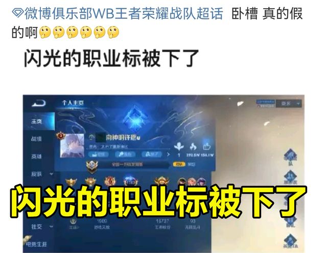 kpl"花式作死"第1人诞生,闪光疑被wb扫地出门,连职业标都下了