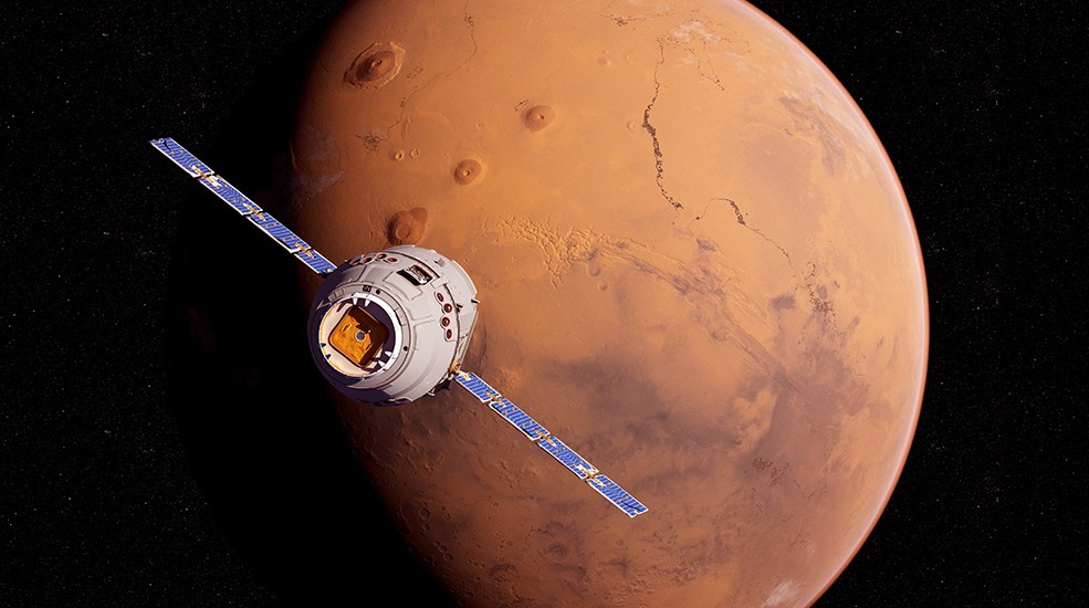 nasa火星轨道飞行器拍摄到祝融号在火星行驶