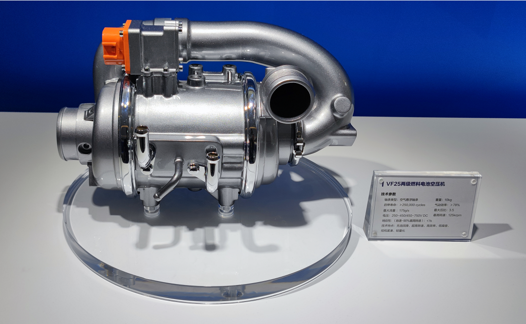 紧凑型离心式压缩机,采用空气悬浮轴承,超高速永磁同步电机,可变截面
