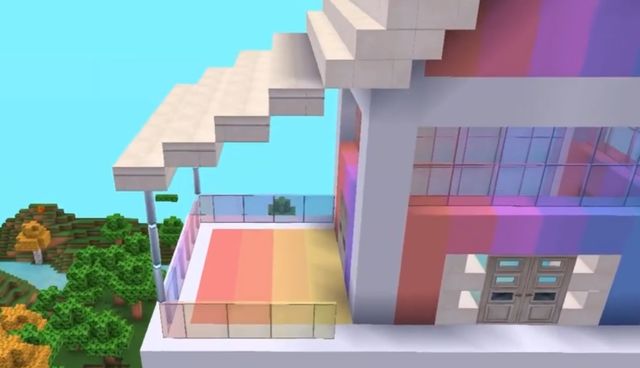 迷你世界搭建一栋空中的彩虹小屋看起来犹如天上的仙境