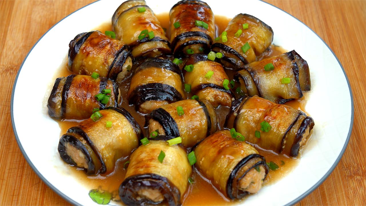 喜欢吃茄子要收藏,教你做茄子肉卷,出锅满屋飘香,好吃不油腻