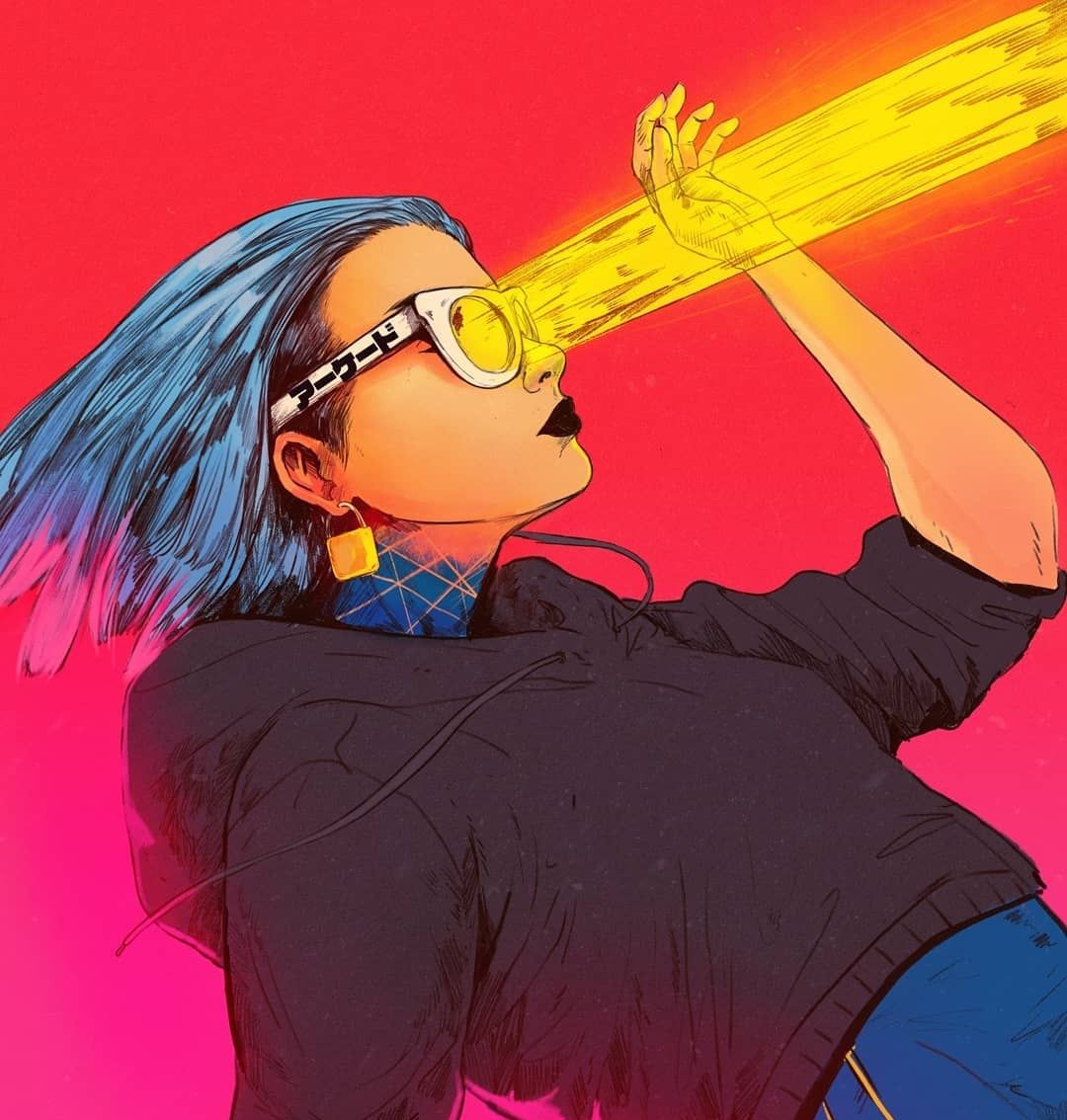 个性鲜明的酷girl插画装扮有没有很赛博朋克呢