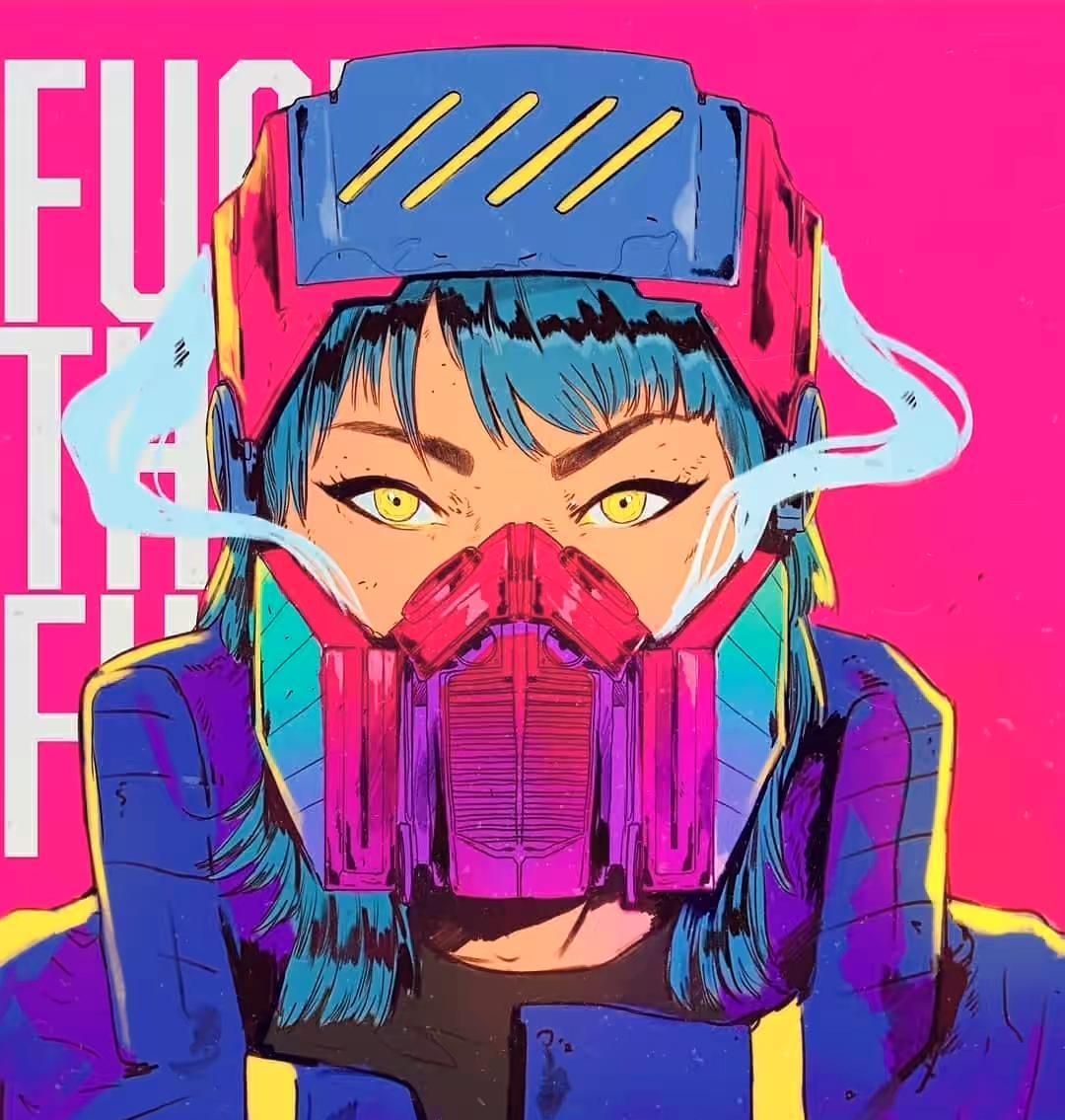 个性鲜明的酷girl插画装扮有没有很赛博朋克呢