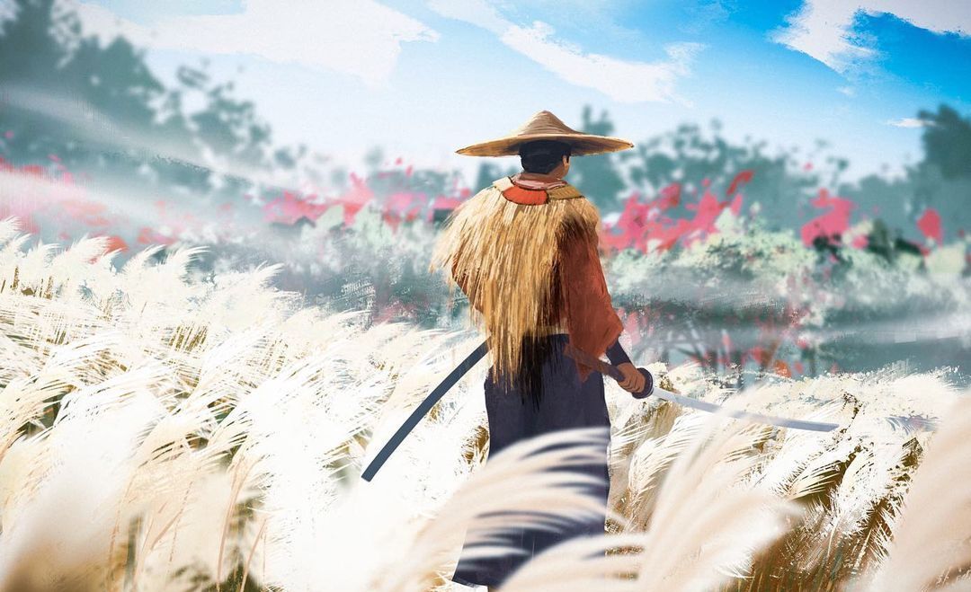 独孤的背影场景插画,莫名嗅到了江湖的味道