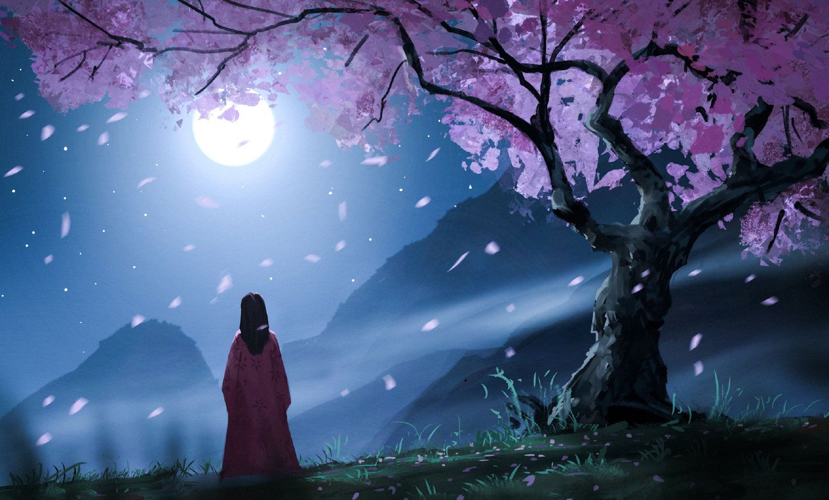 独孤的背影场景插画,莫名嗅到了江湖的味道