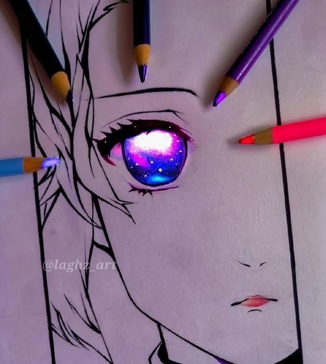 手绘版鬼灭之刃眼睛简单工具绘制出画面光效太绝美了