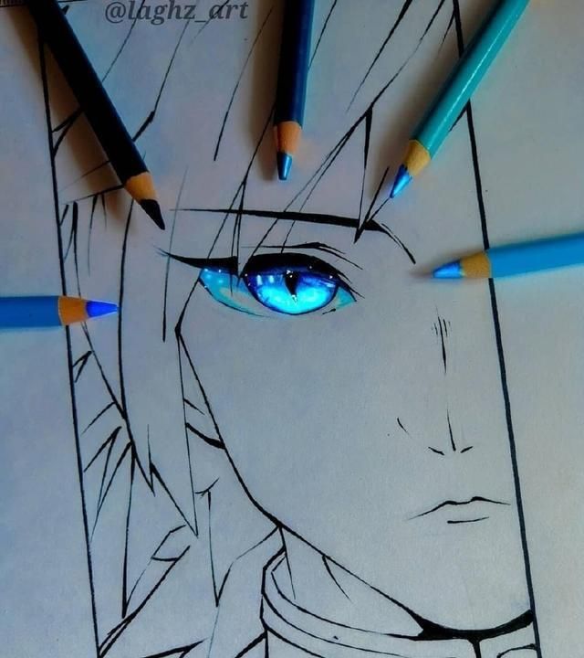 手绘版鬼灭之刃眼睛简单工具绘制出画面光效太绝美了