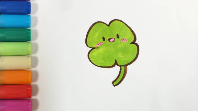 儿歌多多儿童简笔画 四叶草 学画带来好运气的卡通四叶草