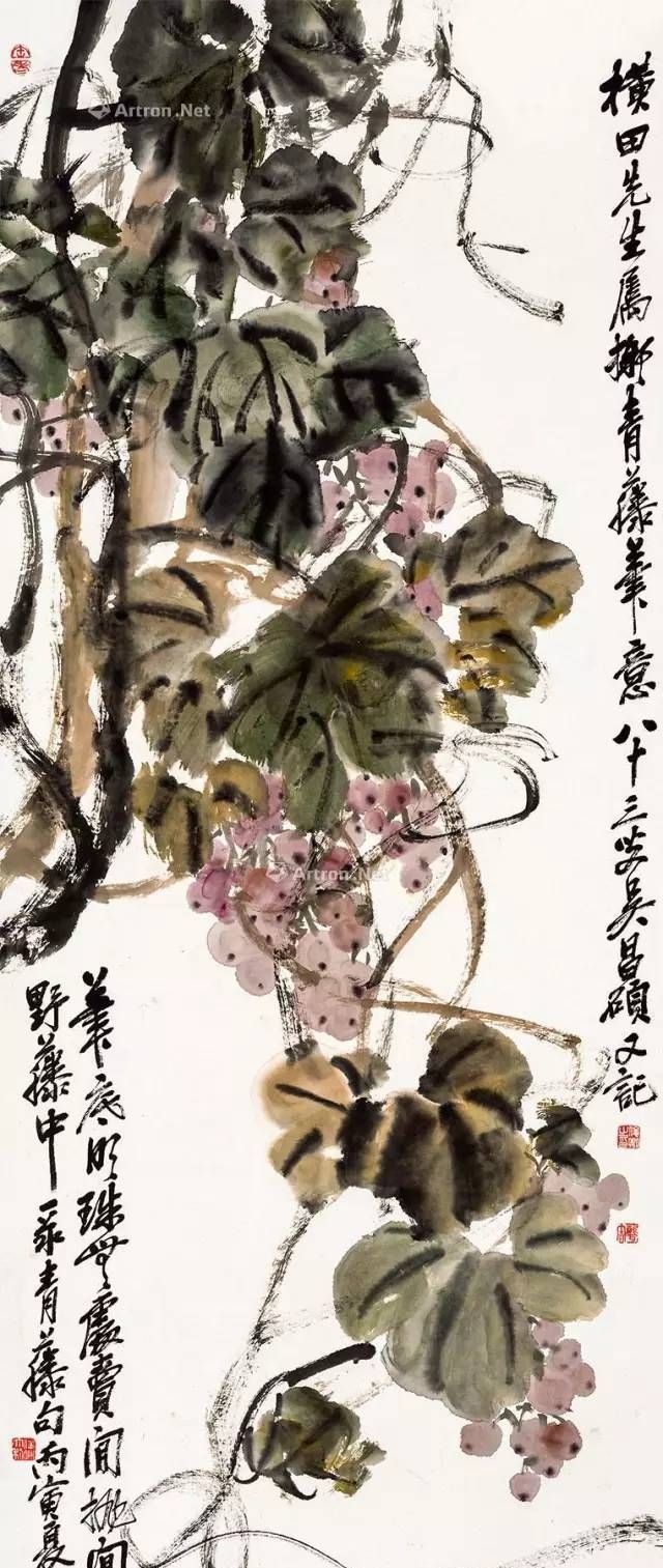 吴昌硕葡萄图金城1924年作松鼠葡萄金城墨葡萄金城墨葡萄刘海粟墨葡萄