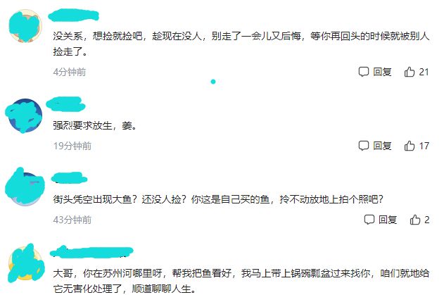 上海一男子在街头发现大鱼,比井盖还长,网友：趁没人快捡吧休闲区蓝鸢梦想 - Www.slyday.coM