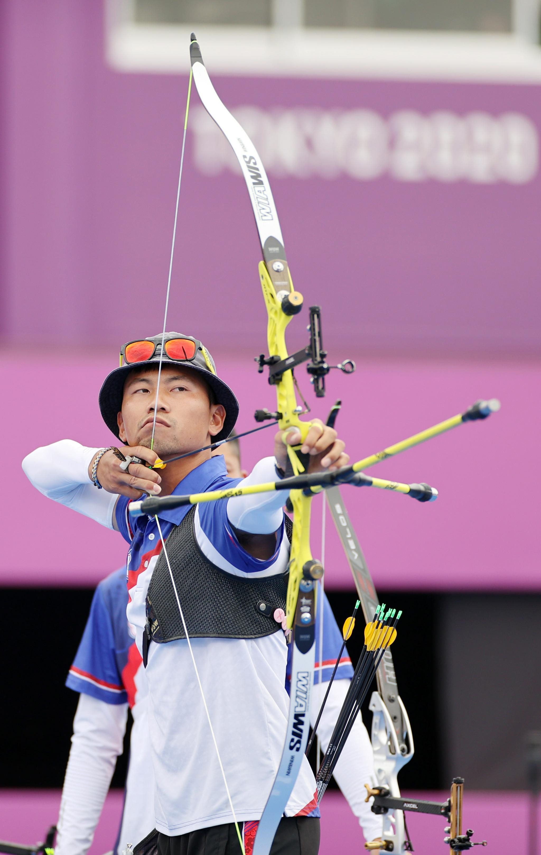 射箭男子团体四分之一决赛中国不敌中国台北