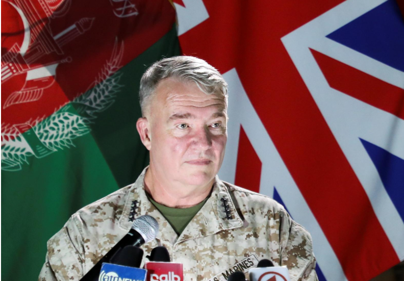 海军陆战队上将肯尼斯·弗兰克·麦肯齐在喀布尔召开发布会 图源:社交